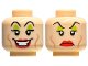 Part No: 3626cpb3294  Name: Minifigure, Head Dual Sided Female Black Eyebrows, Lime Eye Shadow, Medium Nougat Cheek Lines, Red Lips, Open Mouth Smile / Frown Pattern - Hollow Stud