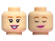 Part No: 3626cpb3295  Name: Minifigure, Head Dual Sided Female Dark Orange Eyebrows, Dark Pink Lips, Open Mouth Smile / Sleeping with Smirk Pattern - Hollow Stud