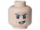 Part No: 3626cpb3308  Name: Minifigure, Head Male Dark Bluish Gray Eyebrows, Medium Nougat Chin Dimple and Cheek Lines, Open Mouth Lopsided Pattern - Hollow Stud