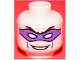 Part No: 3626pb0061  Name: Minifigure, Head Male Purple Eye Mask with Eye Holes, Black Eyebrows and Smile Pattern (The Riddler)