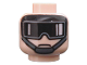 Part No: 3626pb0071  Name: Minifigure, Head Black Goggles with White Reflections, Dark Bluish Gray Chin Strap, Neutral Pattern