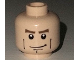 Part No: 3626pb0204  Name: Minifigure, Head Male Brown Eyebrows, White Pupils, Vertical Cheek Lines, Chin Dimple Pattern