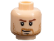 Part No: 3626pb0282  Name: Minifigure, Head Male Reddish Brown Eyebrows, Medium Nougat Beard Stubble, Chin Dimple, and Closed Mouth Lopsided Grin Pattern