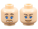 Part No: 3626pb0284  Name: Minifigure, Head Dual Sided Female Black Thin Eyebrows, Blue Eyes, Nougat Lips and Eye Shadow, Scared / Open Mouth Smile with Teeth Pattern