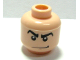 Part No: 3626pb0297  Name: Minifigure, Head Male Angry Black Eyebrows, White Pupils, Smirk Pattern (SR Gray Ghost)