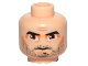 Part No: 3626pb0317  Name: Minifigure, Head Black Thick Eyebrows and Beard Stubble, Large Reddish Brown Eyes, Nougat Eye Shadow, Cheek Lines and Chin Dimple, Furrowed Brow, Stern Pattern