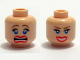 Part No: 3626pb0351  Name: Minifigure, Head Dual Sided Female Blue Eyes, Scared / Smile with Teeth Pattern