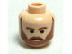Part No: 3626pb0385  Name: Minifigure, Head Beard Brown, Black Pupils and Frown Pattern
