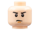 Part No: 3626pb0402  Name: Minifigure, Head Black Eyebrows, Dark Orange Chin Dimple, Stern Pattern