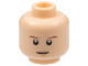Part No: 3626pb0408  Name: Minifigure, Head Reddish Brown Thin Eyebrows, White Glints,Medium Nougat Chin Dimple, Slight Grin Pattern