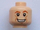Part No: 3626pb0478  Name: Minifigure, Head Male Dark Orange Eyebrows, Medium Nougat Wrinkles and Chin Dimple, Open Mouth Smile with Teeth Pattern