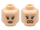 Part No: 3626pb0556  Name: Minifigure, Head Dual Sided Female PotC Elizabeth Light Brown Eyebrows and Dimple, Smile / Scared Pattern