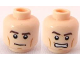 Part No: 3626pb0567  Name: Minifigure, Head Dual Sided PotC Philip Dark Brown Thick Eyebrows, Medium Nougat Cheek Lines, Neutral / Angry Bared Teeth Pattern
