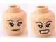 Part No: 3626pb0590  Name: Minifigure, Head Dual Sided Female, Dark Brown Eyebrows, Crow's Feet, Smile / Angry Pattern (HP Narcissa)