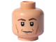 Part No: 3626pb0618  Name: Minifigure, Head Dark Brown Eyebrows, Upper Eyelids, Medium Nougat Cheek Lines, Dimples and Chin Dimple, Slight Grin Pattern