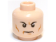 Part No: 3626pb0647  Name: Minifigure, Head Black Eyebrows, Medium Nougat Cheek Lines, Chin Dimple and Wrinkles, Stern Pattern
