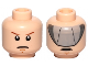 Part No: 3626pb0651  Name: Minifigure, Head Dual Sided Medium Nougat Chin Dimple, Stern Frown and Reddish Brown Eyebrows / Open Mouth and Light Bluish Gray Visor Pattern