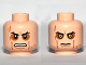 Part No: 3626pb0671  Name: Minifigure, Head Dual Sided Black Angled Eyebrows, Dark Orange Eye Shadow, Cheek Lines, Chin Dimple and Scars, Angry Open Mouth with Teeth / Yellow Eyes and Stern Pattern
