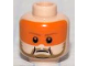 Part No: 3626pb0679  Name: Minifigure, Head Dark Tan Moustache and Beard, Black Chin Dimple and Jowl Lines, Orange Visor, Frown Pattern