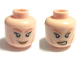 Part No: 3626pb0706  Name: Minifigure, Head Dual Sided Female, Dark Orange Eyebrows, Eyelashes and Cheek Lines, Smile / Angry Pattern