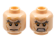 Part No: 3626pb0707  Name: Minifigure, Head Dual Sided Dark Bluish Gray Bushy Eyebrows, Medium Nougat Wrinkles and Cheek Lines, Neutral / Bared Teeth Pattern