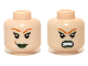 Part No: 3626pb0711  Name: Minifigure, Head Dual Sided Female Green Lips and Orange Eyebrows, Smile / Bared Teeth Pattern