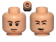 Part No: 3626pb0783  Name: Minifigure, Head Dual Sided Brown Eyebrows, White Pupils, Chin Dimple, Somber / Closed Eyes Pattern (SW Han Solo)
