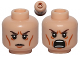 Part No: 3626pb0811  Name: Minifigure, Head Dual Sided Dark Brown Eyebrows, Medium Nougat Cheek Lines, Angry / Open Scowl Pattern