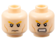 Part No: 3626pb0873  Name: Minifigure, Head Dual Sided Bright Light Orange Bushy Eyebrows, Upper Eyelids, Medium Nougat Cheek Lines, Stern with Chin Dimple / Angry Bared Teeth Pattern