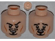 Part No: 3626pb0905  Name: Minifigure, Head Dual Sided Moustache, Goatee and Cheek Lines, Sneer / Scared Pattern