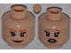 Part No: 3626pb0909  Name: Minifigure, Head Dual Sided Female Dark Orange Eyebrows, Freckles, Eyelashes, Dark Red Lips, Smile / Scared Pattern