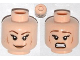 Part No: 3626pb0933  Name: Minifigure, Head Dual Sided Female Brown Eyebrows, Eyelashes, Medium Nougat Lips, Cheek Lines, Smile / Scared Pattern