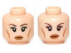 Part No: 3626pb0936  Name: Minifigure, Head Dual Sided Female Brown Thin Eyebrows, Eyelashes, Cheek Lines, Smile / Determined Pattern