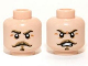 Part No: 3626pb0960  Name: Minifigure, Head Dual Sided Dark Tan Moustache and Eyebrows, Stern / Angry Pattern (Captain J. Fuller)