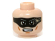 Part No: 3626pb0962  Name: Minifigure, Head Black Eye Mask with Dirt Stain, Medium Nougat Cheek Lines and Chin Dimple, Angry with Bared Teeth Pattern