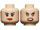 Part No: 3626pb1002  Name: Minifigure, Head Dual Sided Female Eyelashes and Red Lips, Smile / Yellow Eyes Angry Pattern (Phoenix Jean Grey)
