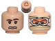 Part No: 3626pb1008  Name: Minifigure, Head Dual Sided Brown Eyebrows, Scared Pattern / Snow Goggles and Tan Bandana Pattern (SW Han Solo)