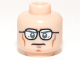 Part No: 3626pb1013  Name: Minifigure, Head Glasses with Black Frames, White Lenses and Cheek Lines Pattern (Clark Kent)