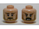 Part No: 3626pb1020  Name: Minifigure, Head Dual Sided LotR Beard Dark Tan, Bushy Eyebrows, Wrinkles, White Pupils, Smile / Shouting Pattern (Radagast)