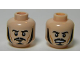 Part No: 3626pb1022  Name: Minifigure, Head Dual Sided LotR Bard Long Black Sideburns, Moustache, Goatee, Frowning / Angry Pattern