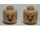 Part No: 3626pb1023  Name: Minifigure, Head Dual Sided LotR Dark Orange Moustache, Goatee, Bushy Eyebrows, Wrinkles, Yellowed Teeth, Smile / Open Mouth Pattern