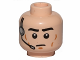 Part No: 3626pb1032  Name: Minifigure, Head Black Eyebrows, Dark Orange Cheek Lines and Chin Dimple, Headset with Microphone, Neutral Pattern