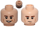 Part No: 3626pb1044  Name: Minifigure, Head Dual Sided Brown Eyebrows, Black Eyes with Pupils, Cheek Lines, Smile / Determined Pattern (SW Han Solo)