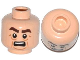 Part No: 3626pb1105  Name: Minifigure, Head Male Brown Thick Eyebrows, Lines under Eyes, Cheek Lines and Open Mouth with Teeth Pattern (Victor)