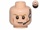 Part No: 3626pb1120  Name: Minifigure, Head Male Dark Tan Eyebrows Furrowed, Cheek Lines, Frown, Headset Pattern (SW Airen Cracken)