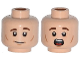 Part No: 3626pb1123  Name: Minifigure, Head Dual Sided Brown Eyebrows, White Pupils and Chin and Cheek Dimples, Slight Smile / Scared Pattern