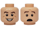 Part No: 3626pb1128  Name: Minifigure, Head Dual Sided Brown Eyebrows, White Pupils, Smile with Teeth / Scared Pattern (Ray Stantz)