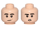 Part No: 3626pb1137  Name: Minifigure, Head Dual Sided Black Eyebrows, Slight Crooked Smile / Downturned Mouth with Teeth Pattern