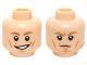Part No: 3626pb1160  Name: Minifigure, Head Dual Sided Dark Tan Eyebrows, White Pupils, Cheek Lines, Smile / Scowling Pattern (SW Luke Skywalker)