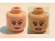 Part No: 3626pb1212  Name: Minifigure, Head Dual Sided Female Dark Red Eyebrows, Eyelashes, Pink Lips, Cheek Lines, Smile / Bared Teeth Pattern (April O'Neil)